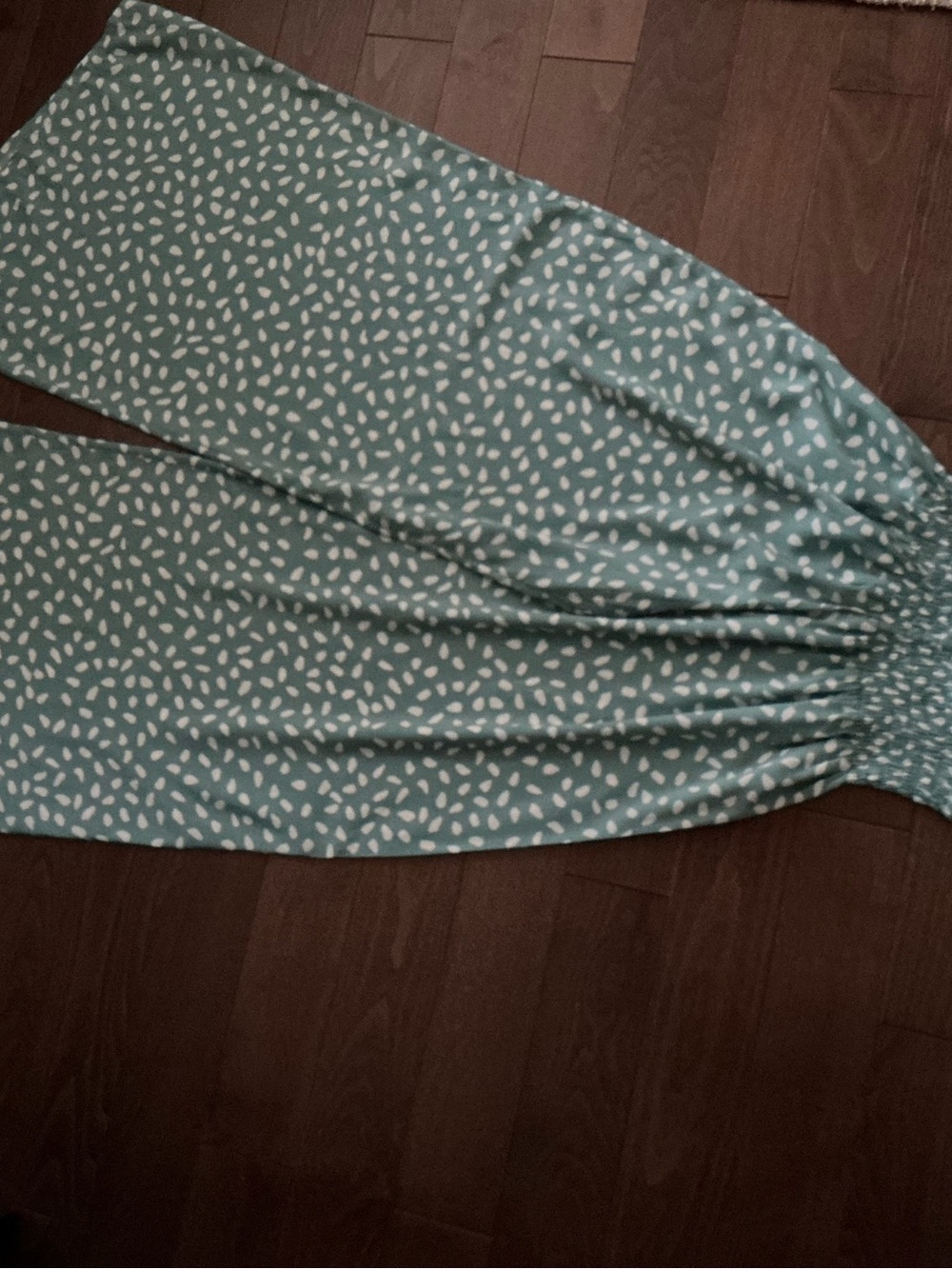 Teal & White Speckled Wide-Leg Pants